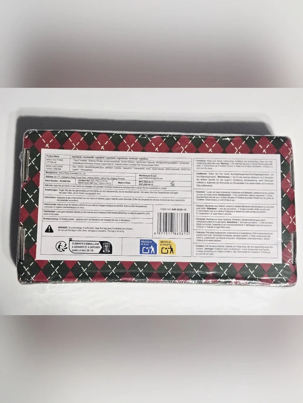 Miss FactorX Christmas Gift Set 10 Hand Creams + 10 Strawberry Lip Balms & Gift